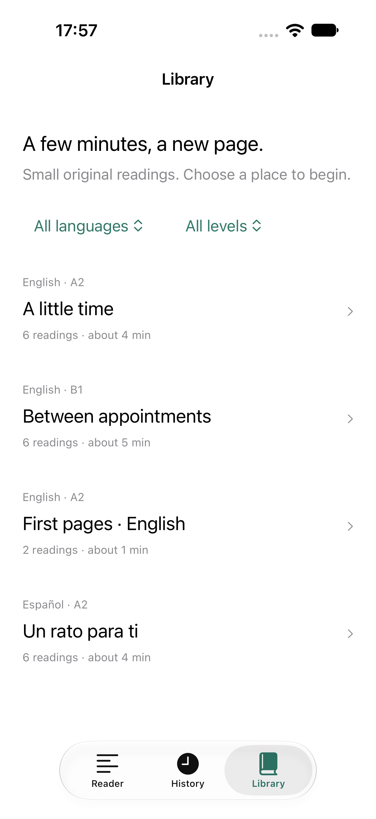Pocket Library with English and Spanish learner reading packs.